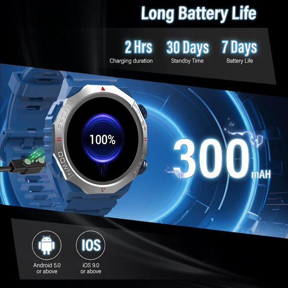 ⚡Military Smart Watch for Men (Answer/Make Calls), 1.39" HD Touchscreen Fitness - Picture 6 of 7